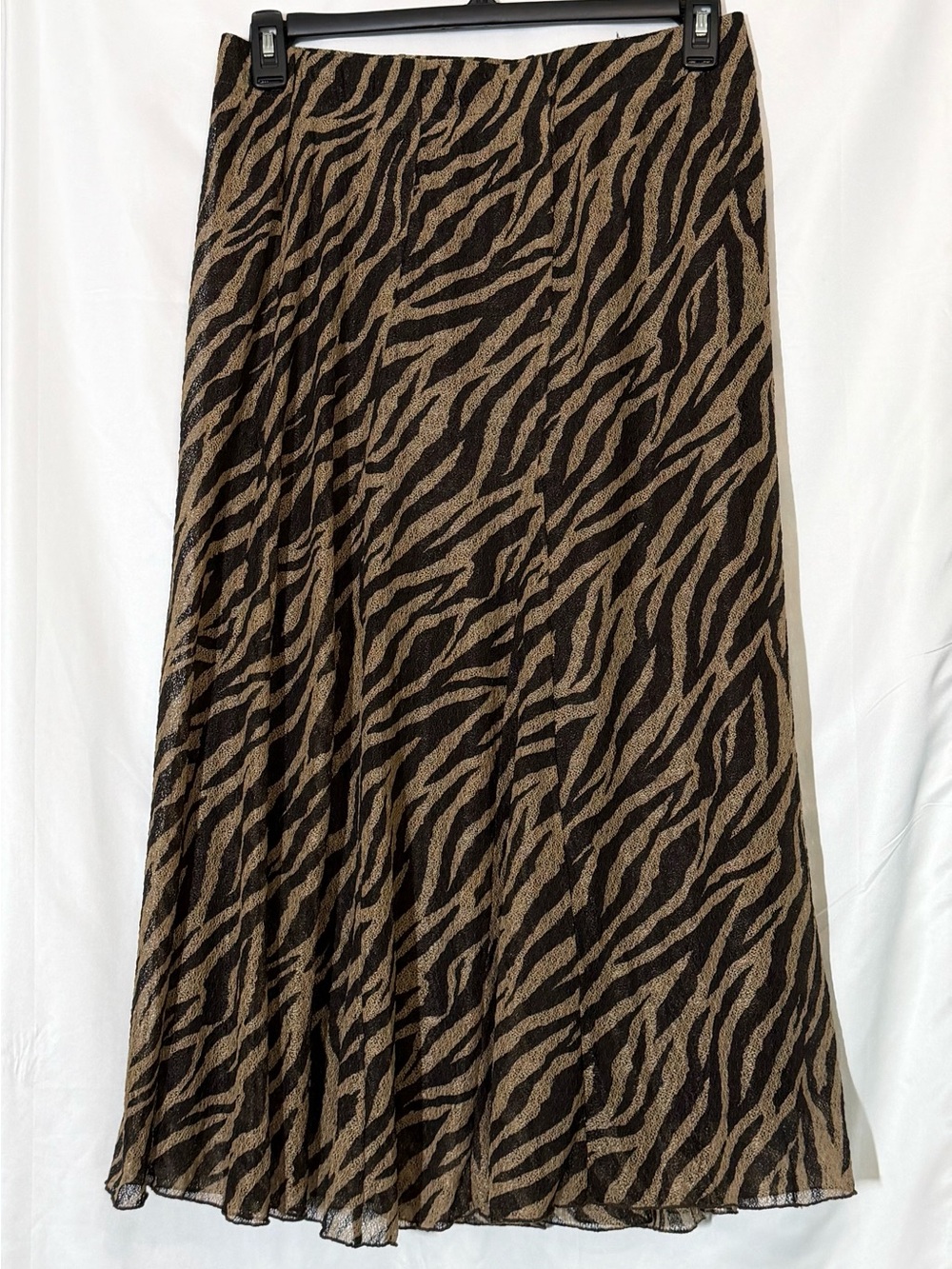 Chico’s Zebra Print Mesh Midi Skirt Size 2